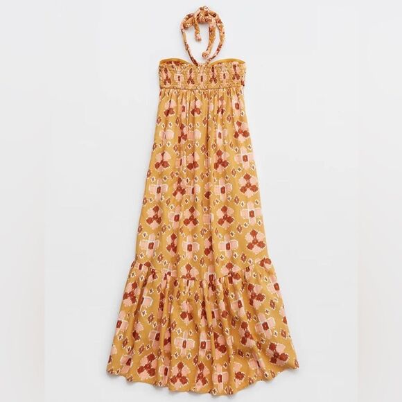 Aerie High Low Halter Maxi Sundress Yellow Size Large NWT - Picture 7 of 10
